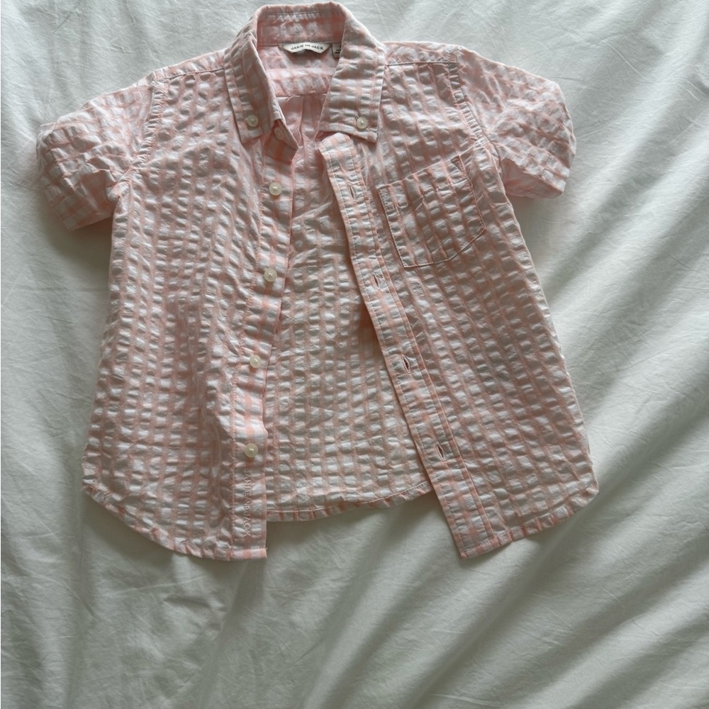 Pink Boys Seersucker Button-Up Shirt